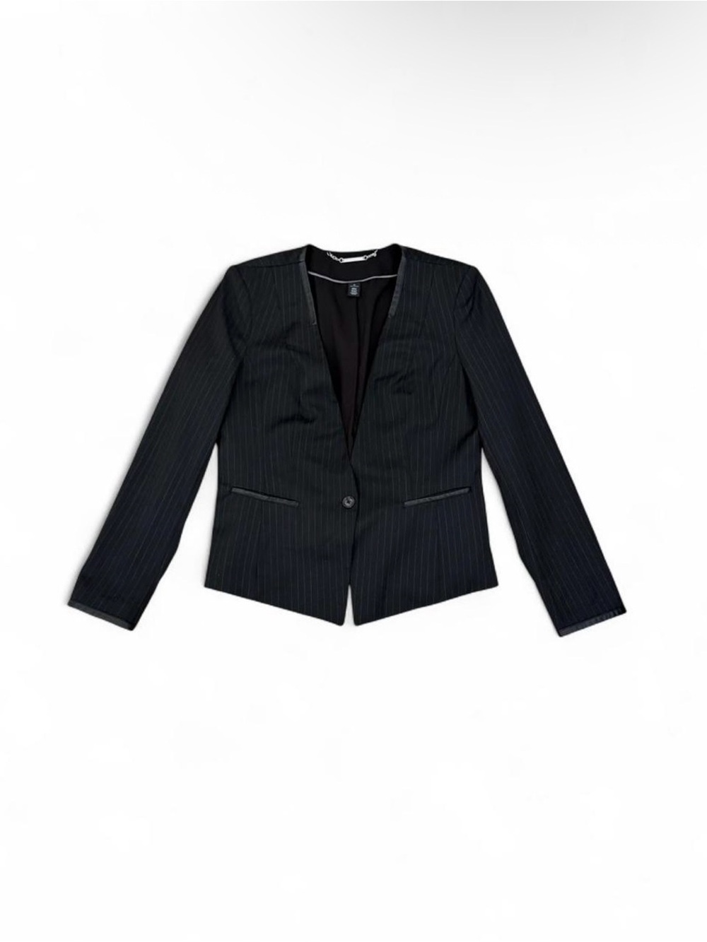 White House Black Market Black Pinstripe Single-Button Blazer